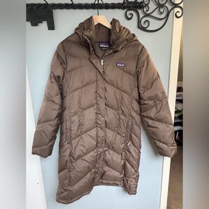 Patagonia Women's Down with It Long Puffer Coat in Brown